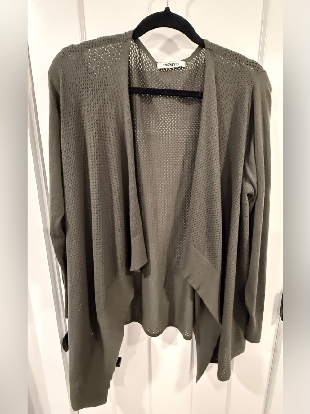 DKNYC Brown Open-Front Knit Cardigan